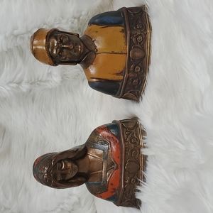 Pompeian and Dante Bronze Co.NY Early 20th Century Bust color Book Ends Ceramic